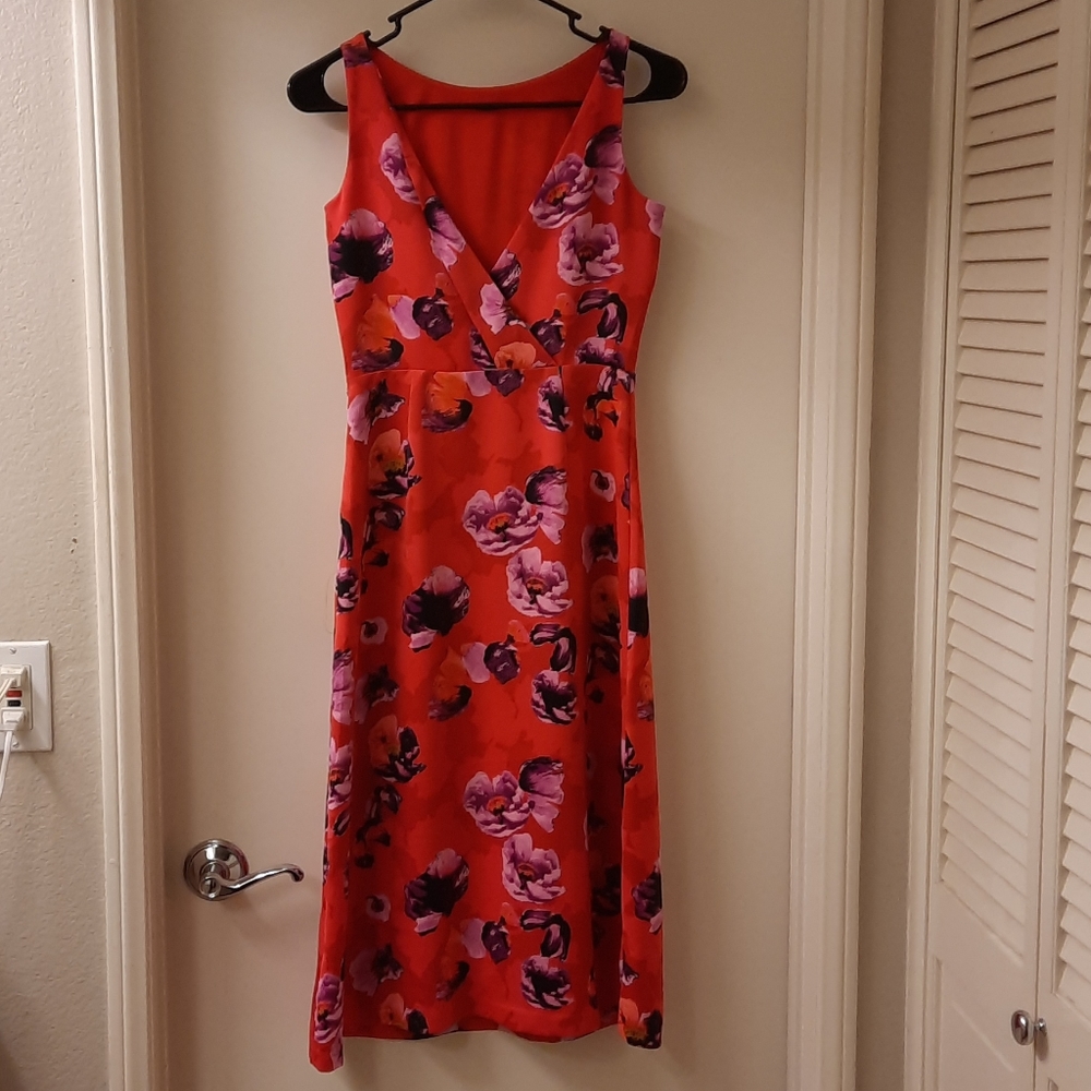 NWT, Banana Republic Petite Red Poppy Floral Dress - Picture 8 of 13